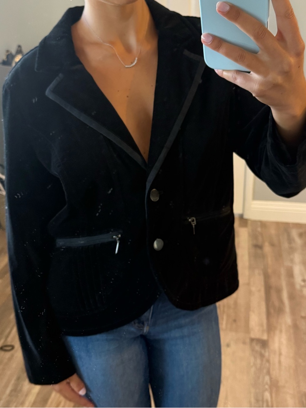 DKNY Jeans Vintage Black Velvet Blazer Jacket
